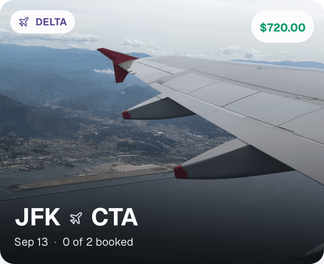 Flight block with photo, price, route